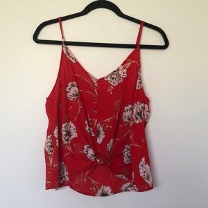 Red Floral Print Tank Top